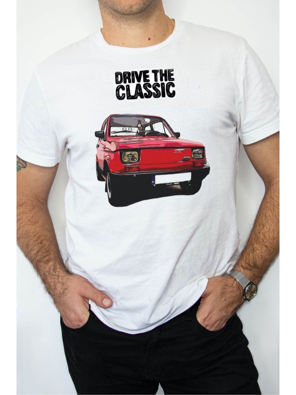 T-shirt DRIVE THE CLASSIC FIAT 126p czerwony